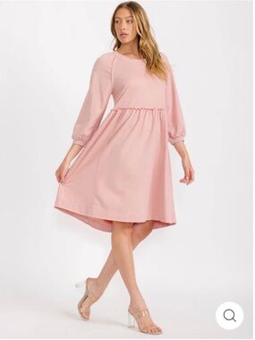 Women's Pink Long-Sleeve Babydoll Dress